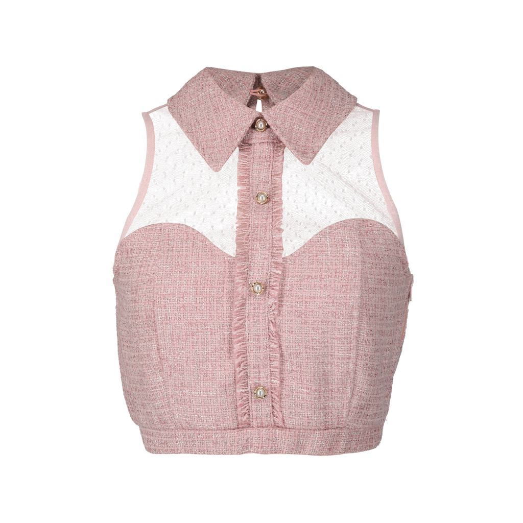 The Tweed Collection - Chic Collar Tweed Top　<Strawberry>