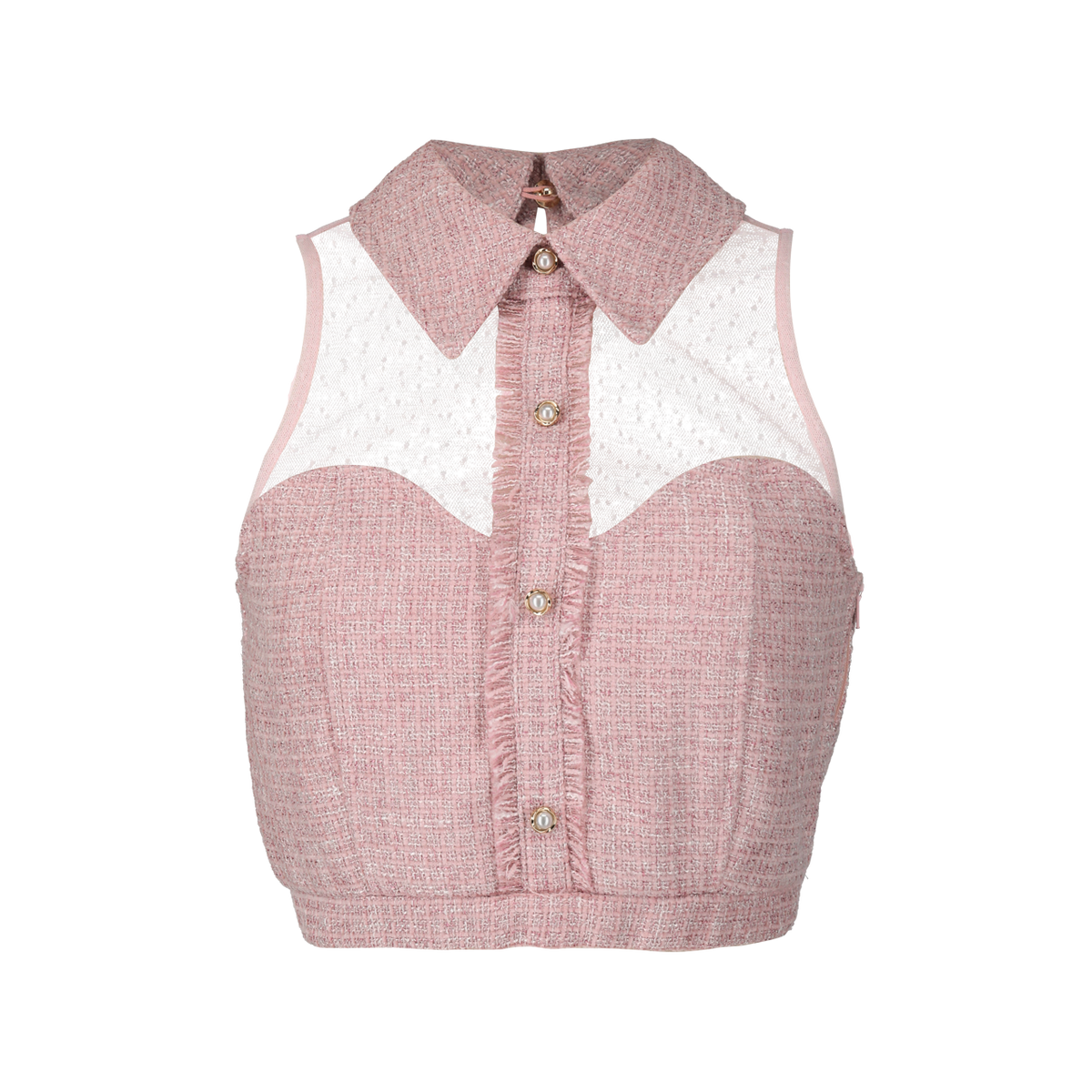 The Tweed Collection - Chic Collar Tweed Top　<Strawberry>