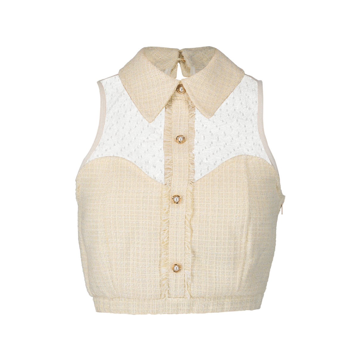The Tweed Collection - Chic Collar Tweed Top <Vanilla>